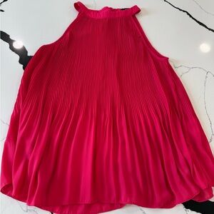 Sugar lips Pleated Halter Neck Sleeveless Top - Bright Pink